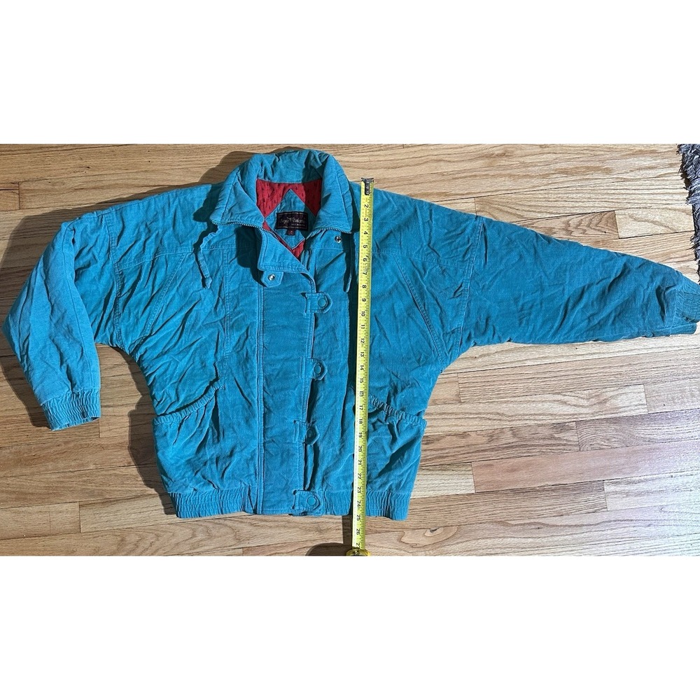 Vintage Sergio Valente Turquoise Corduroy Bomber Jacket Size M Teal Green